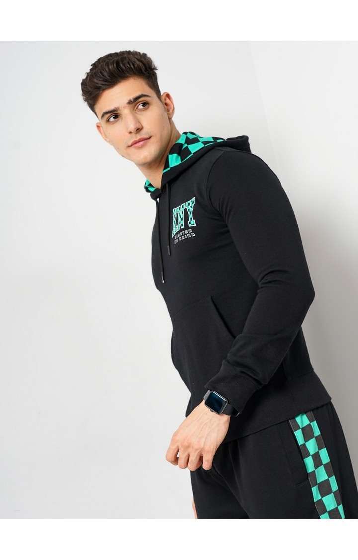 Demon Slayer - Black Graphic Printed Cotton Hooded Sweatshirt XS