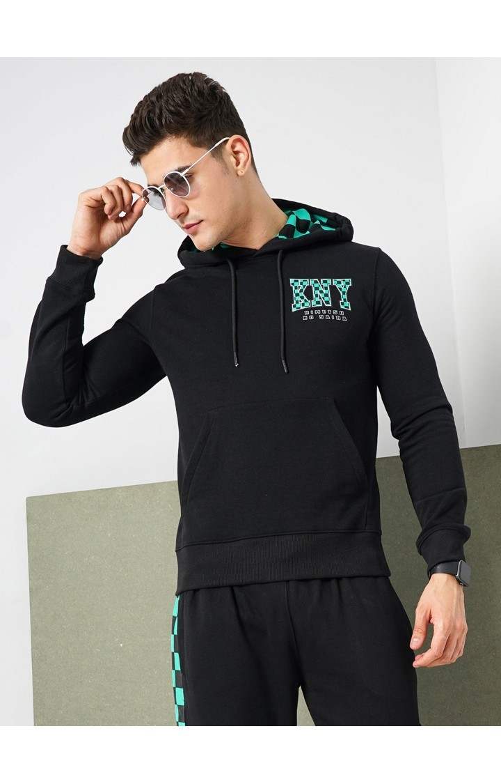 Demon Slayer - Black Graphic Printed Cotton Hooded Sweatshirt XS