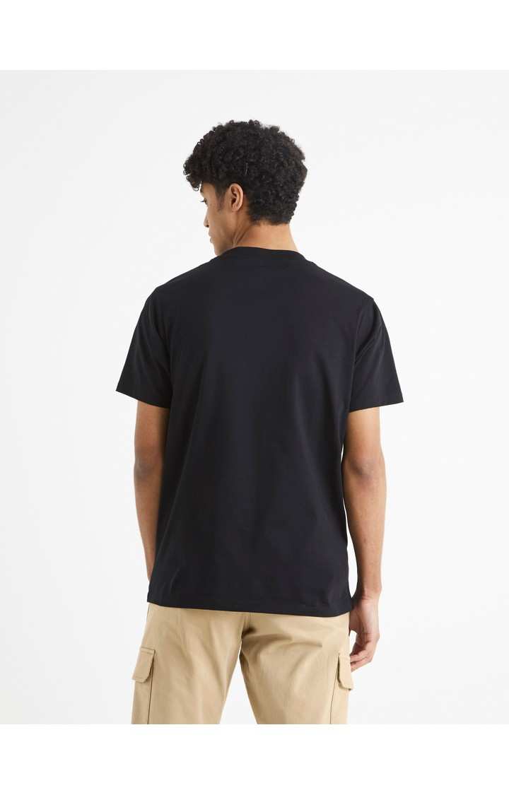 Men's Black Printed Regular T-Shirts
