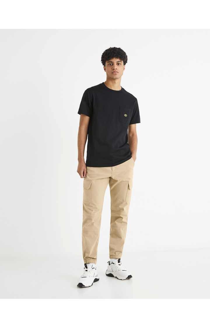 Men's Black Printed Regular T-Shirts