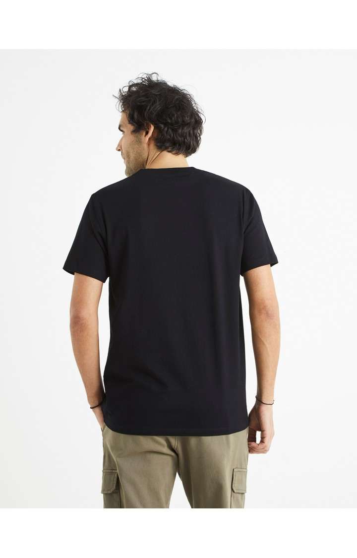 Men's Black Printed Regular T-Shirts