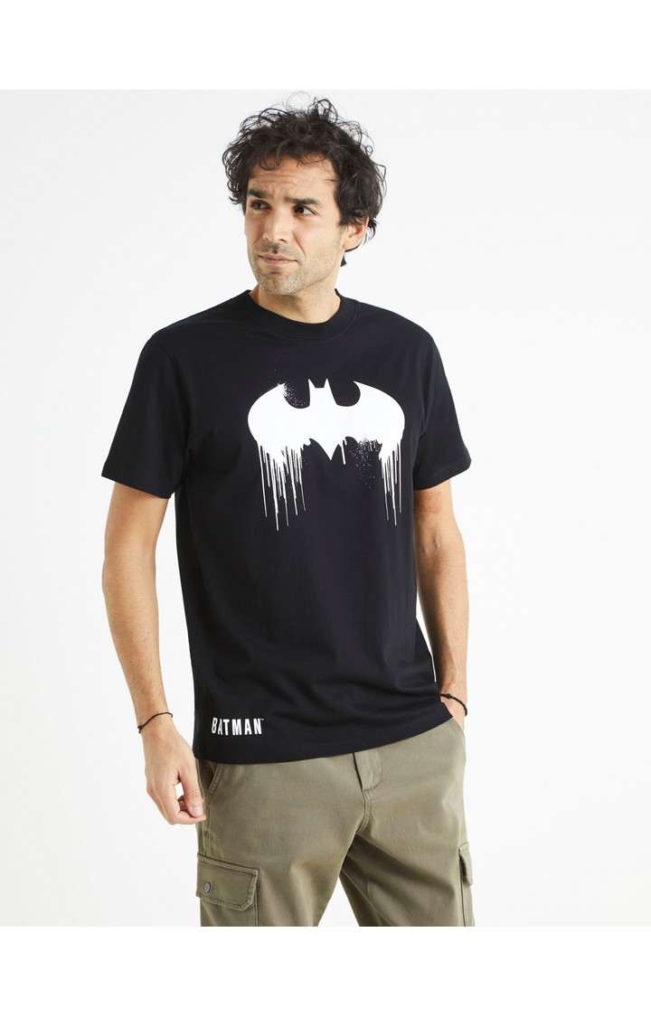 Men's Black Printed Regular T-Shirts
