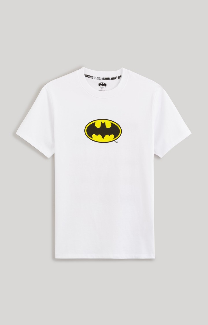 celio | Men's White Printed Regular T-Shirts