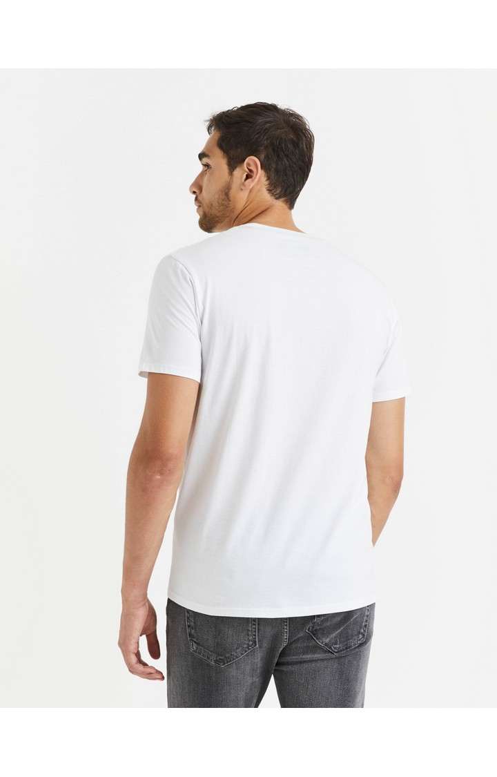 Men's White Printed Regular T-Shirts
