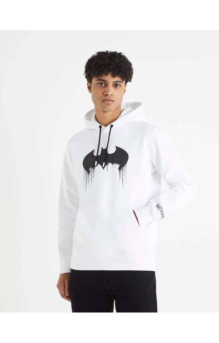 Men's White Printed Hoodies