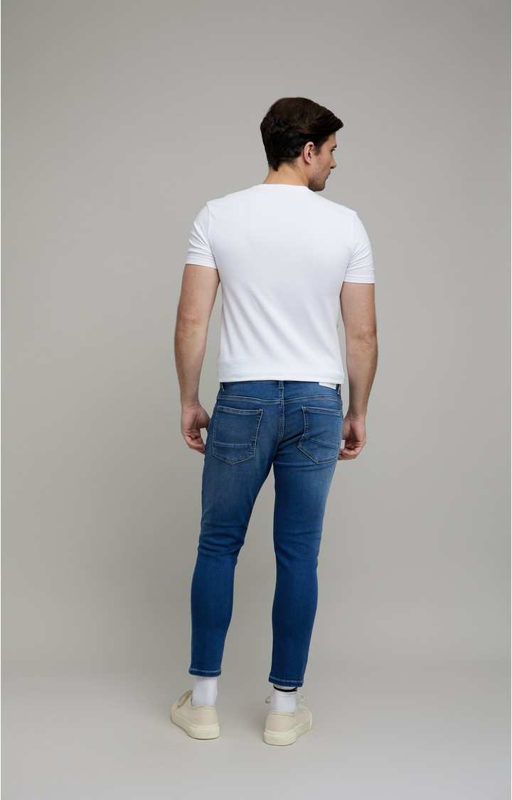 Celio Men's Blue Polycotton Solid Slim Jeans