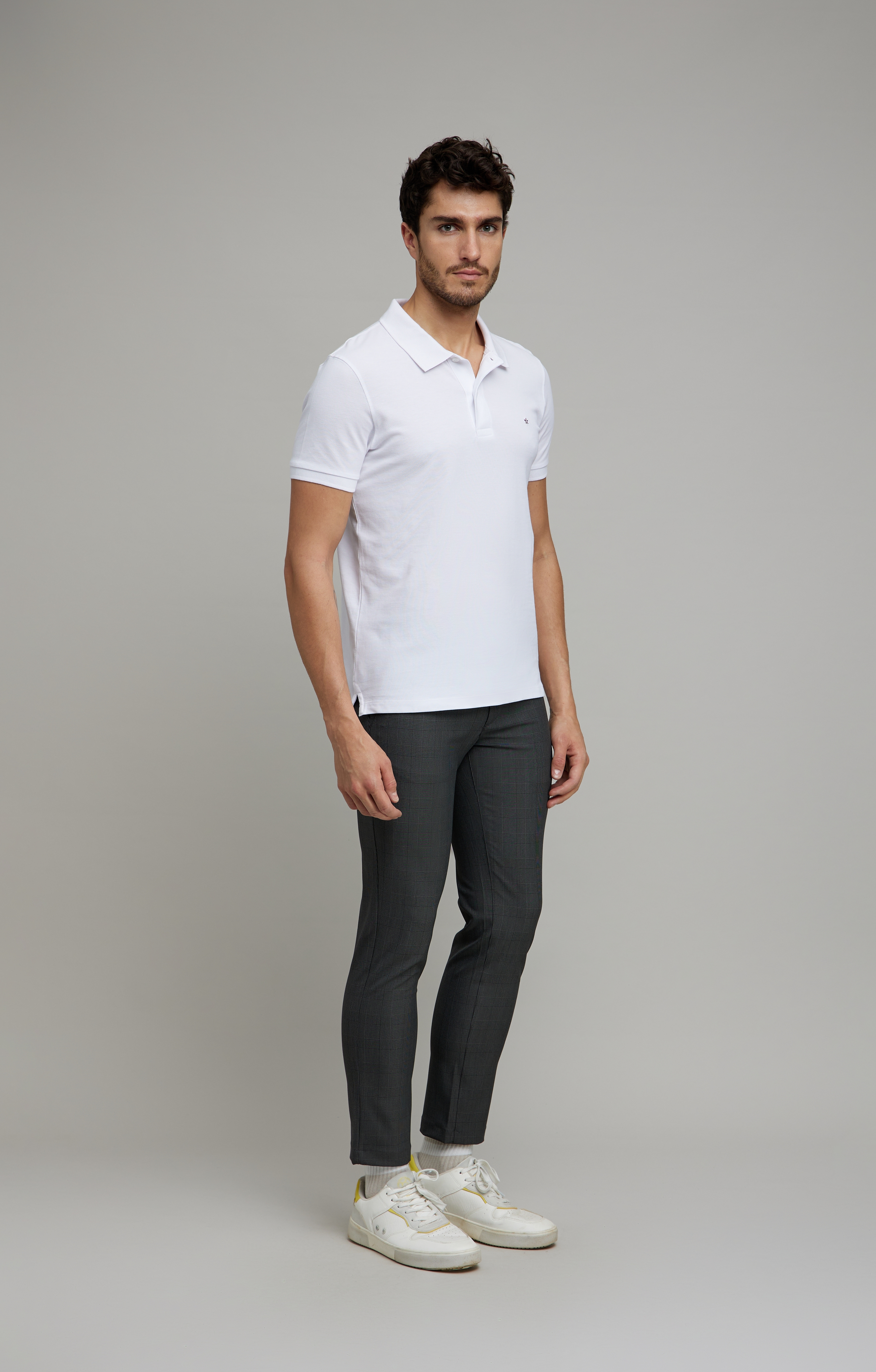 Celio Men's Grey Cotton Geometrical Trousers