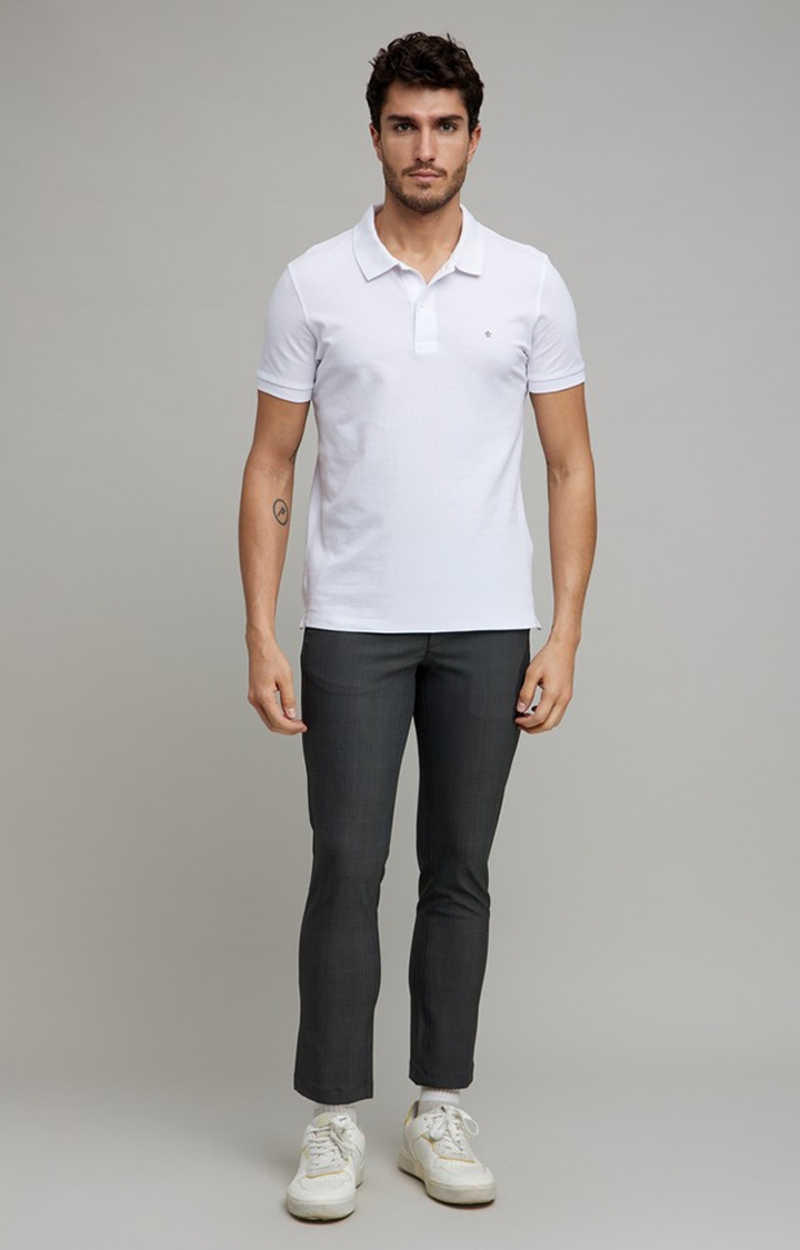 celio | Celio Men's Grey Cotton Geometrical Trousers