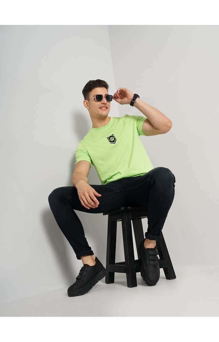Men's Green Graphics Regular T-Shirts