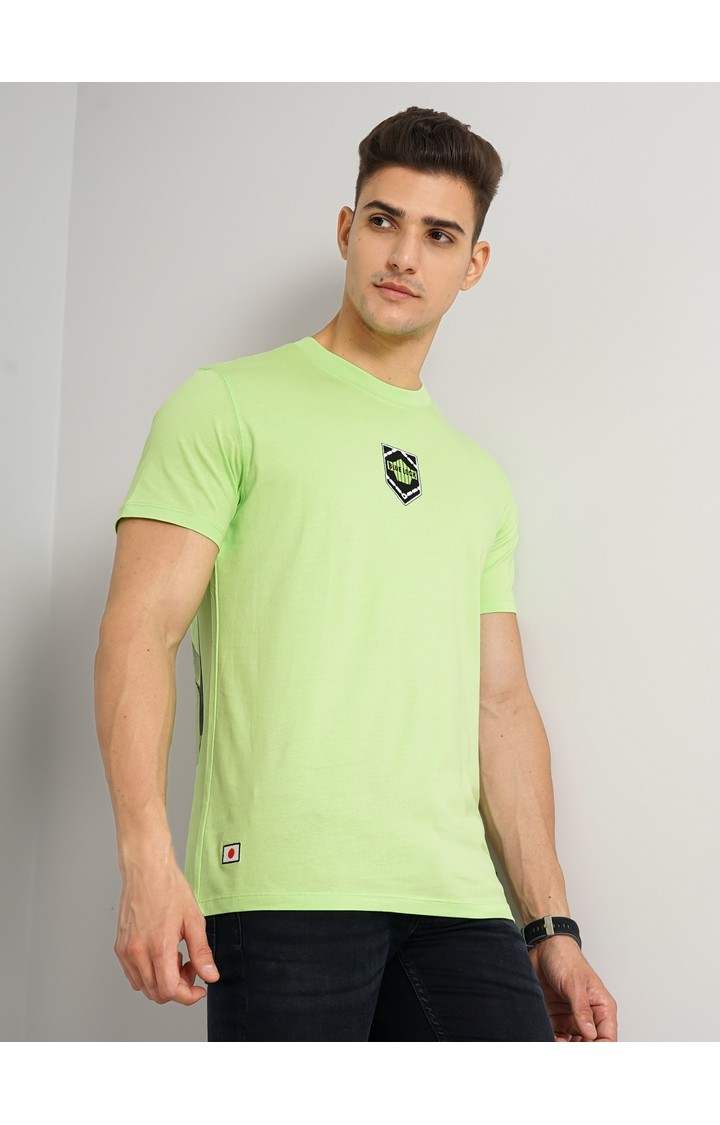 Men's Green Graphics Regular T-Shirts