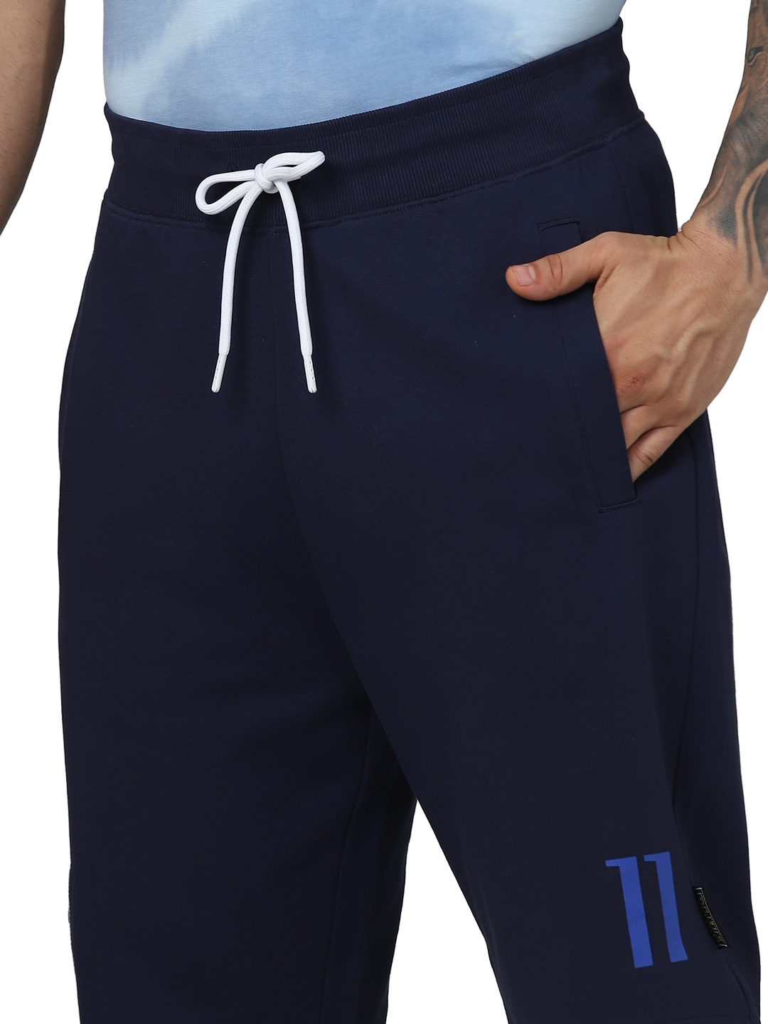 Celio Men Navy Blue Printed Regular Fit Cotton Casual Shorts