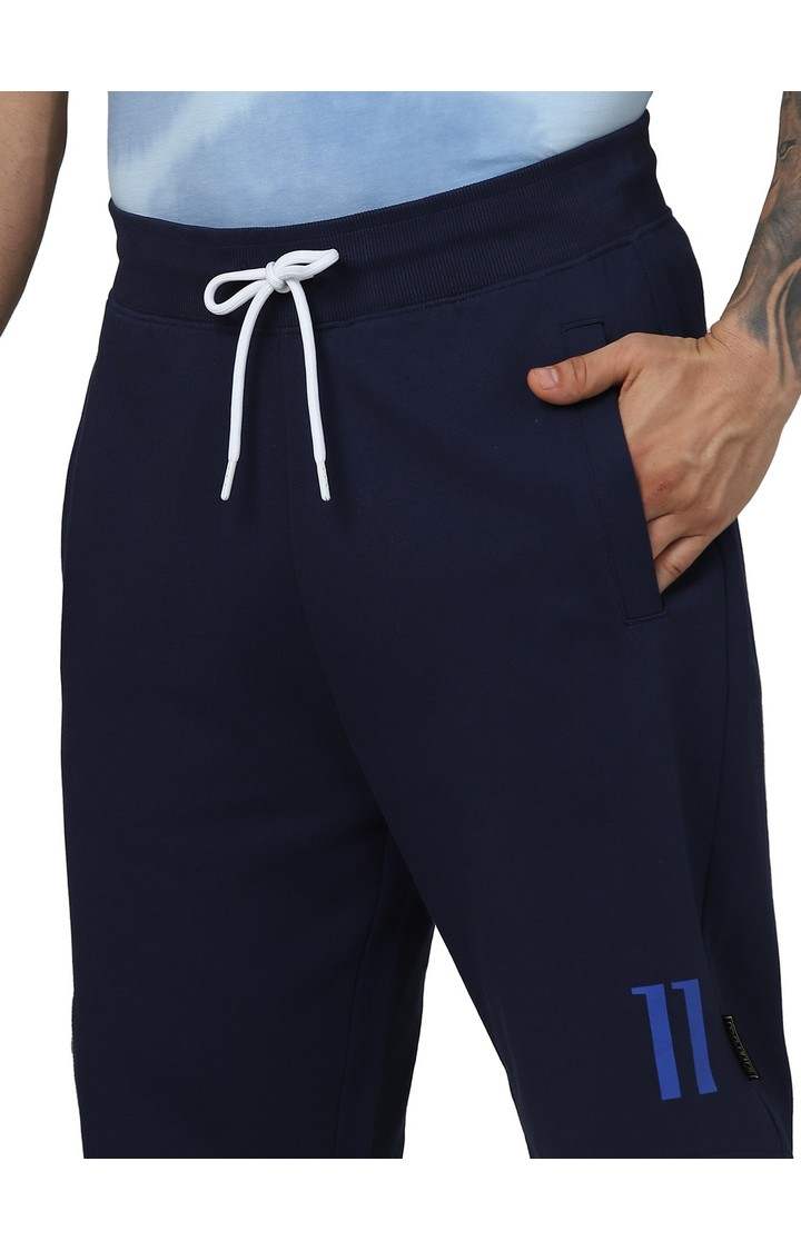 Celio Men Navy Blue Printed Regular Fit Cotton Casual Shorts