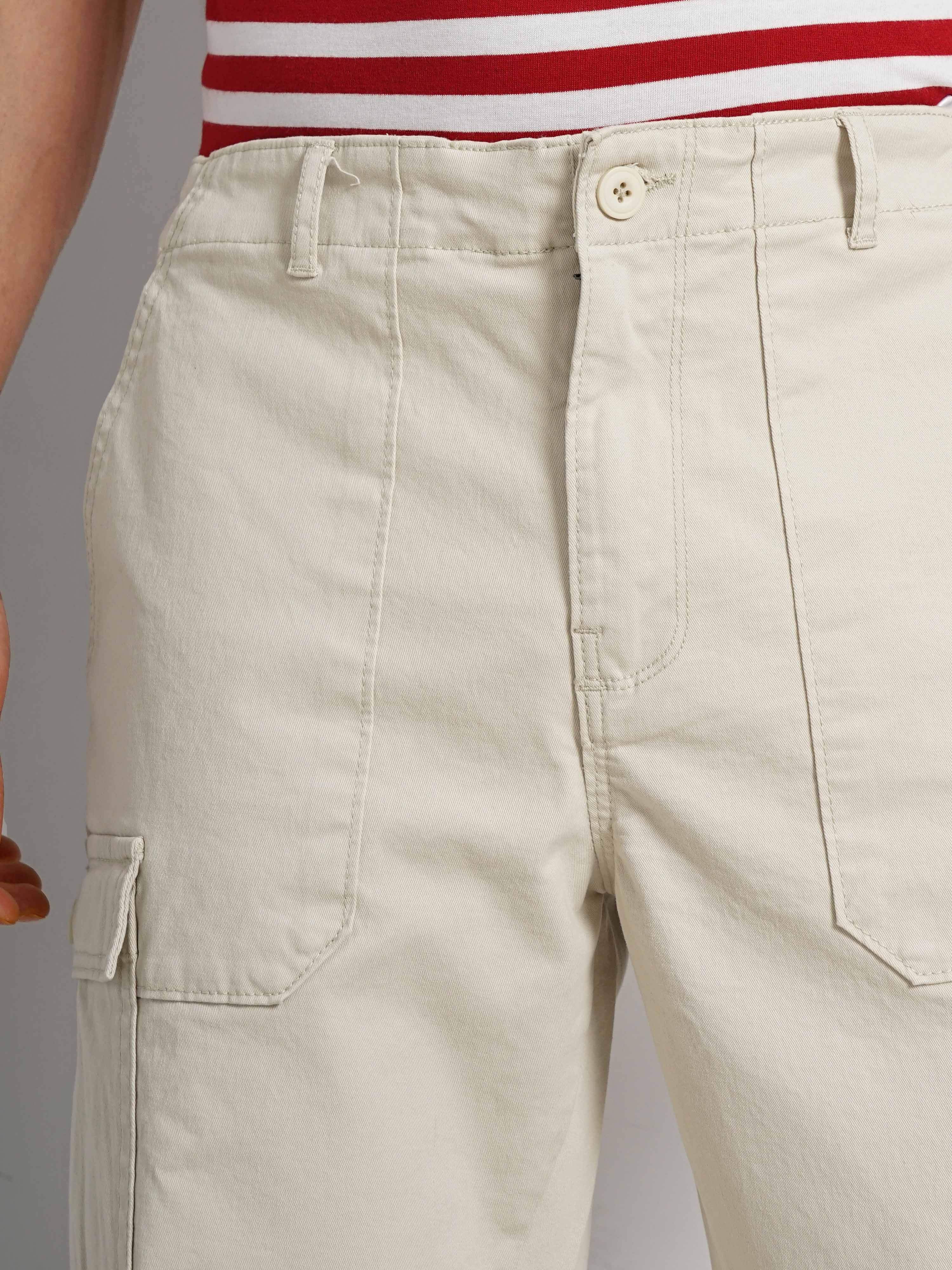celio | Celio Men Beige Solid Regular Fit Cotton Cargo Casual Trouser 3