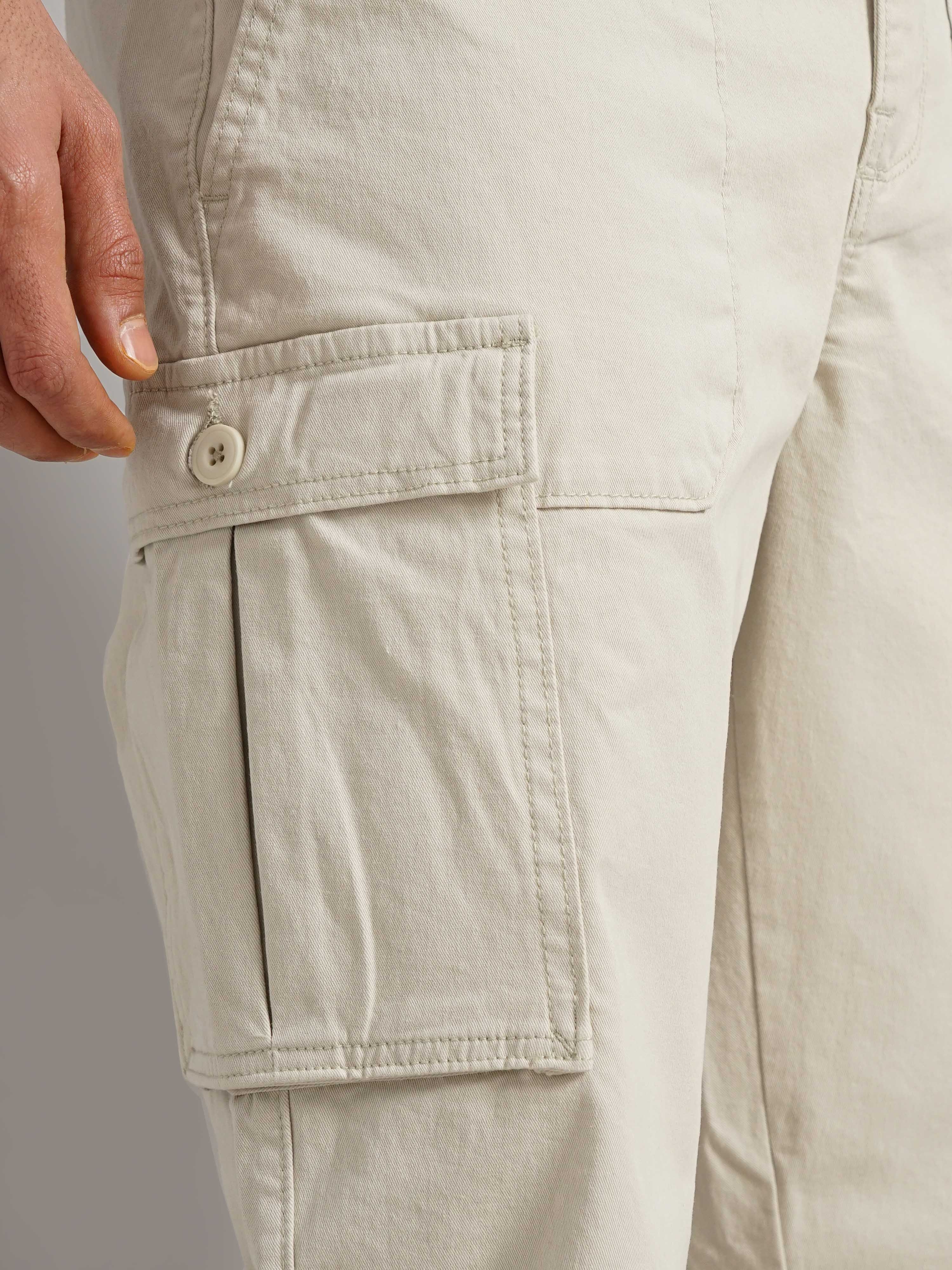 celio | Celio Men Beige Solid Regular Fit Cotton Cargo Casual Trouser 7