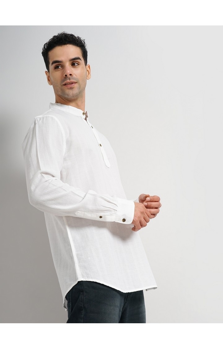 Celio Men White Solid Regular Fit Cotton Casual Shirt