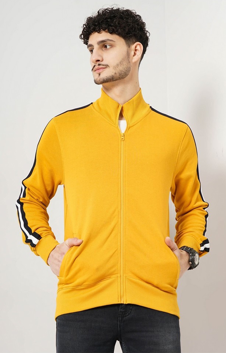 celio | Celio Men's solid Yellow Full Sleeve Sweatshirt