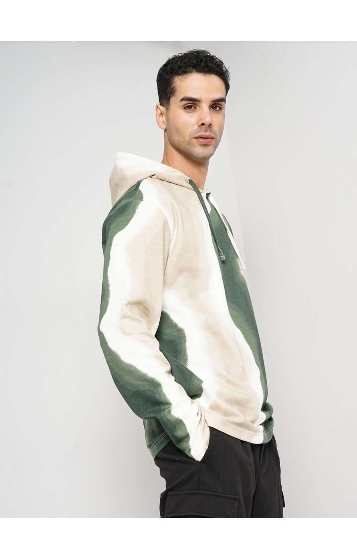 Celio Men Olive Striped Regular Fit Cotton Sweatshirt