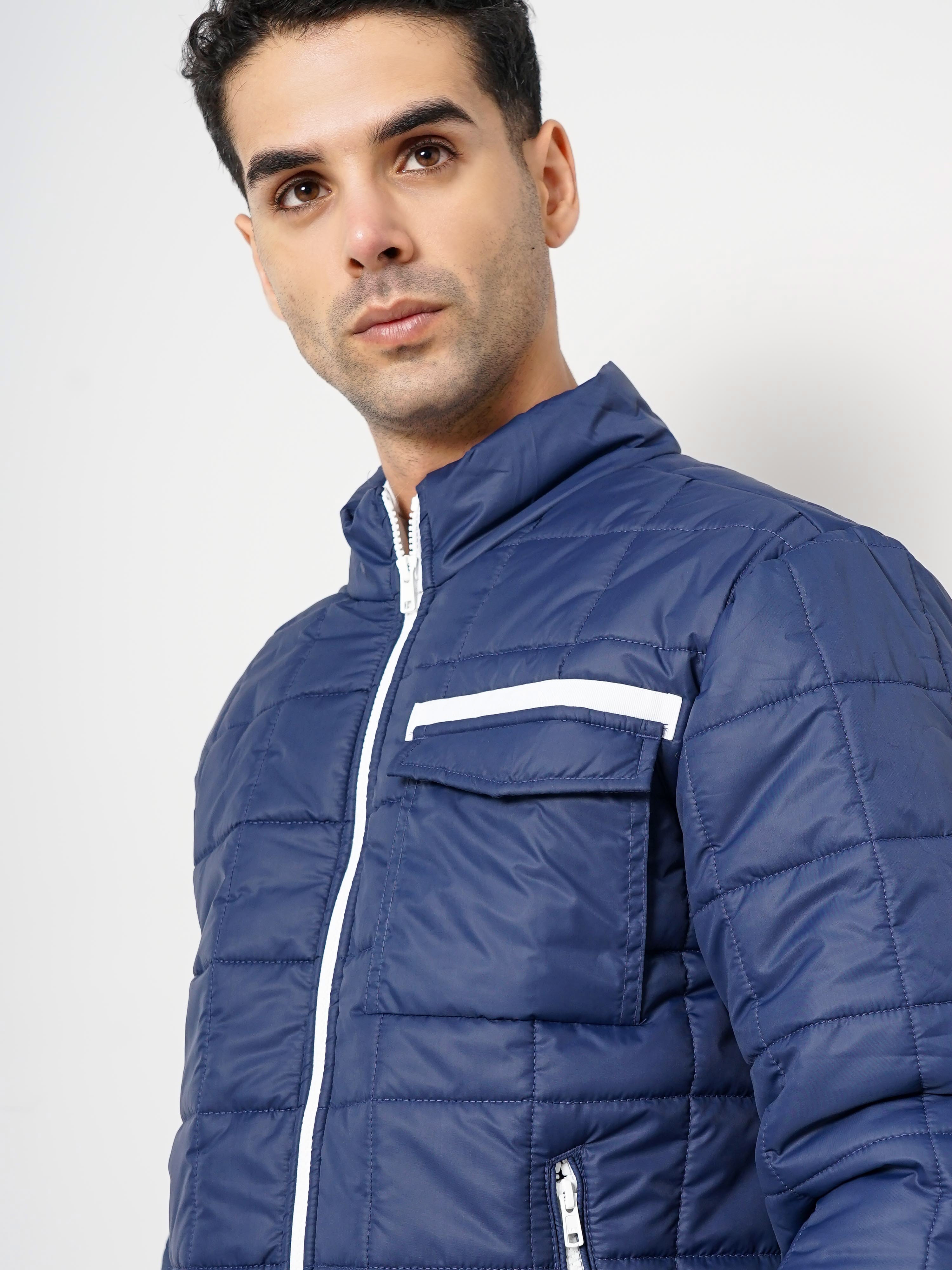 Celio Men Blue Solid Regular Fit Polyester Puffer Jacket