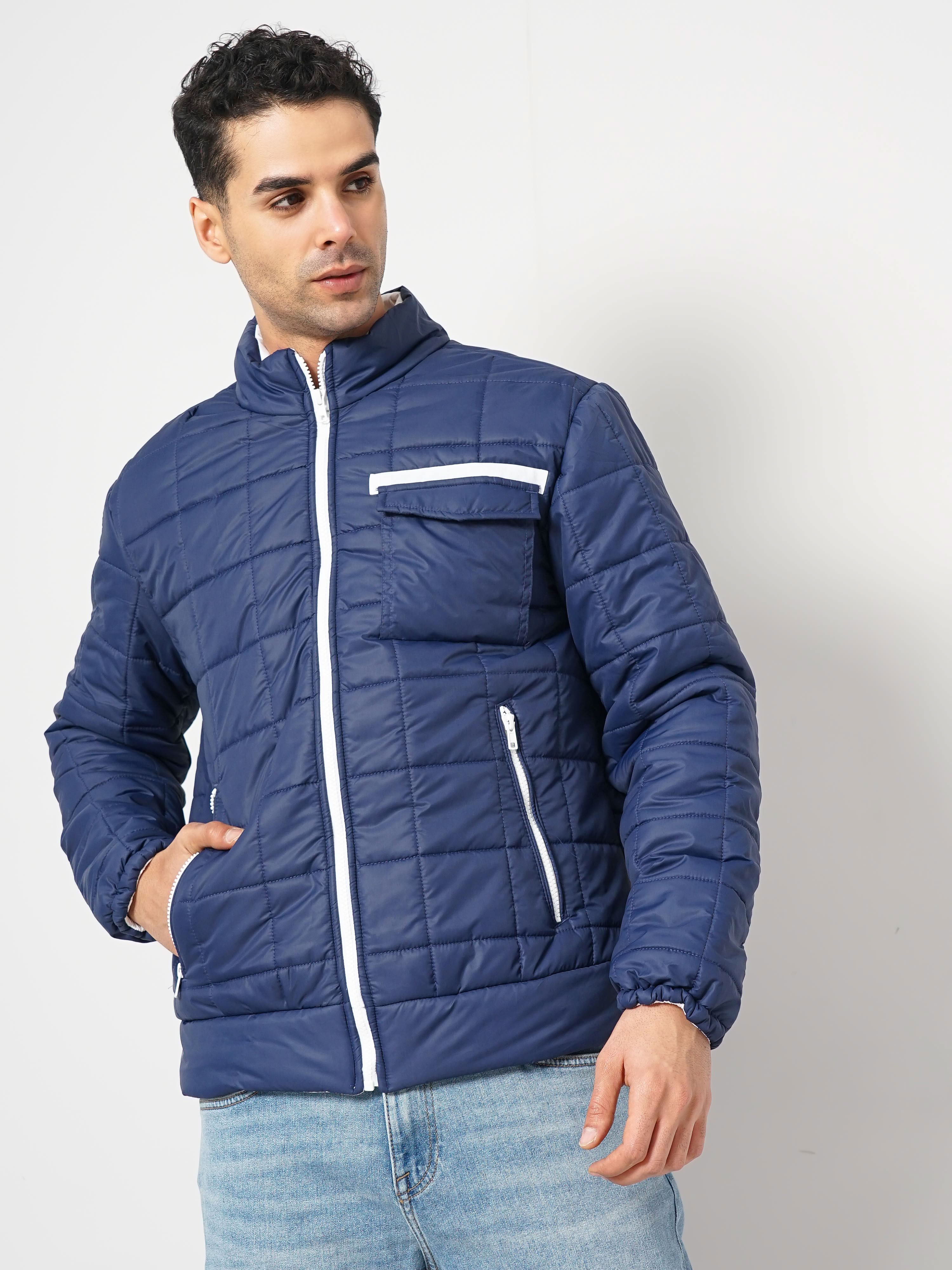Celio Men Blue Solid Regular Fit Polyester Puffer Jacket