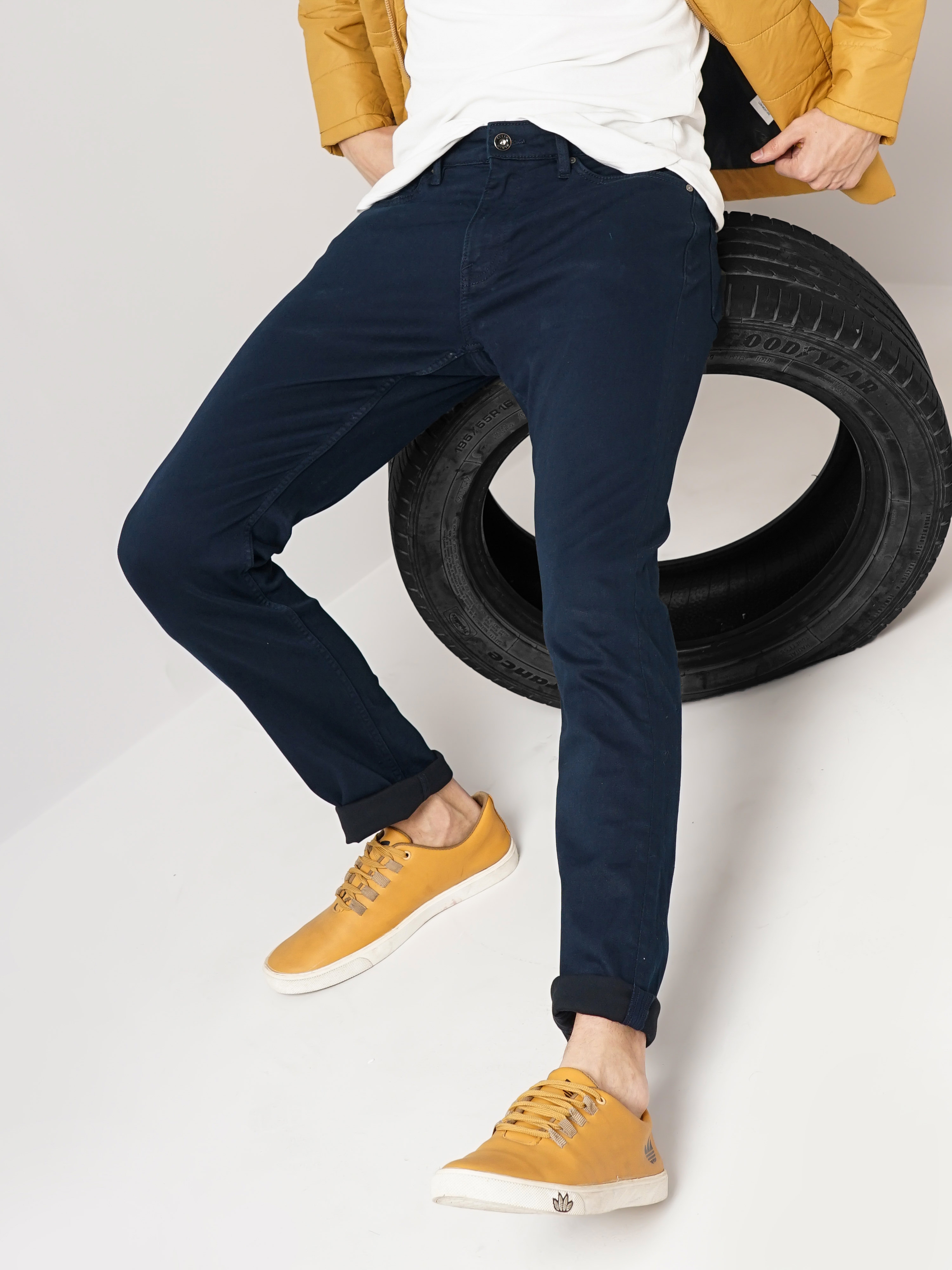Celio Men Blue Solid Slim Fit Cotton Innovation - Stay Jeans