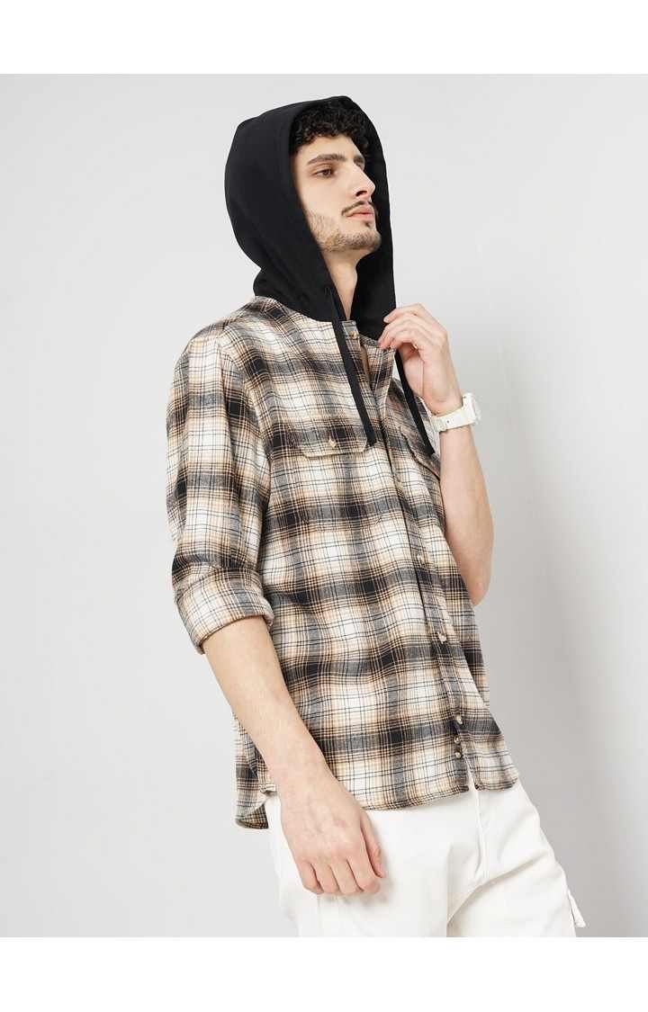 Celio Men Black Checked Regular Fit Cotton Denim Casual Shirt