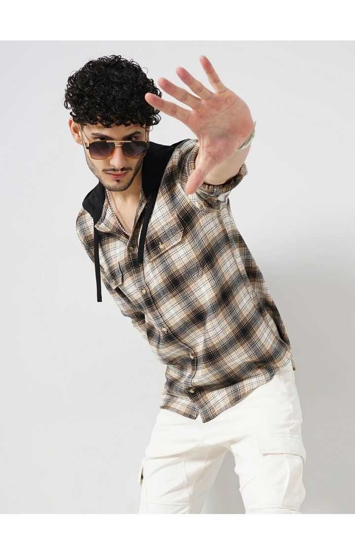 Celio Men Black Checked Regular Fit Cotton Denim Casual Shirt