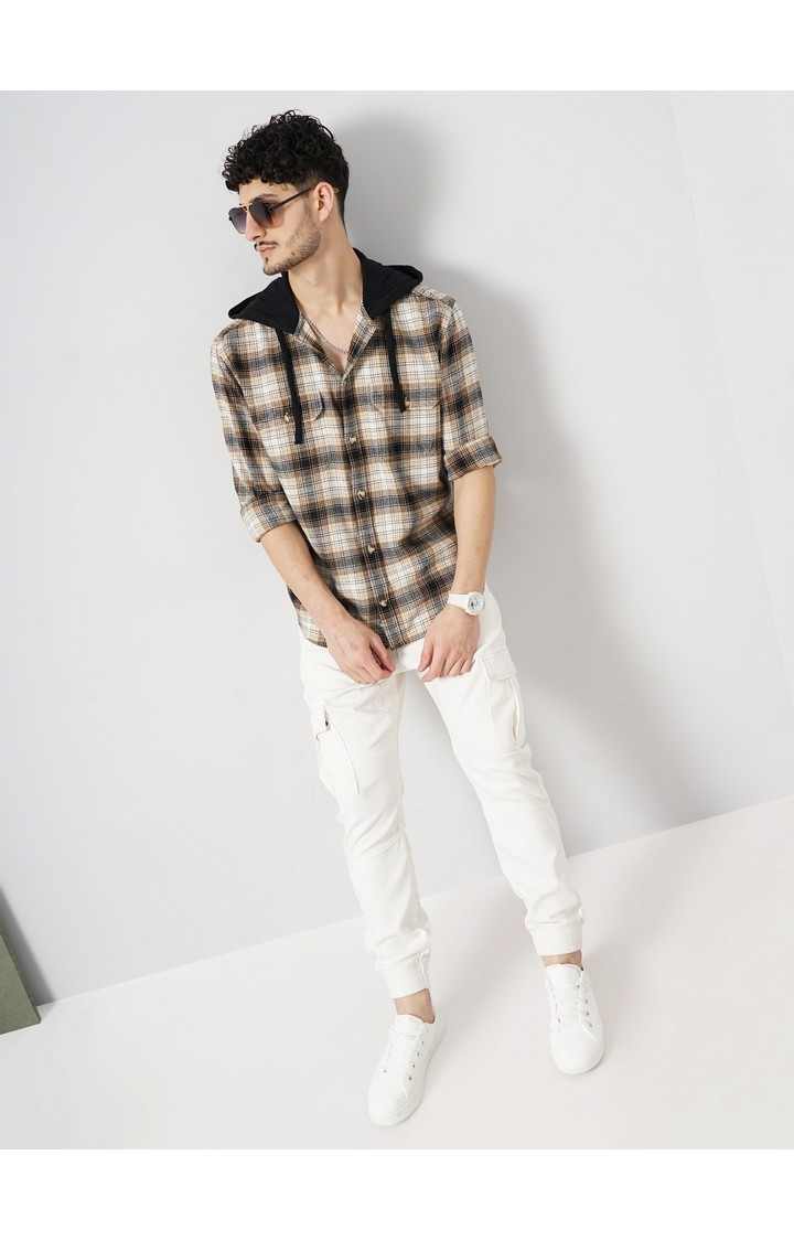 Celio Men Black Checked Regular Fit Cotton Denim Casual Shirt