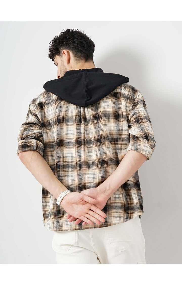 Celio Men Black Checked Regular Fit Cotton Denim Casual Shirt