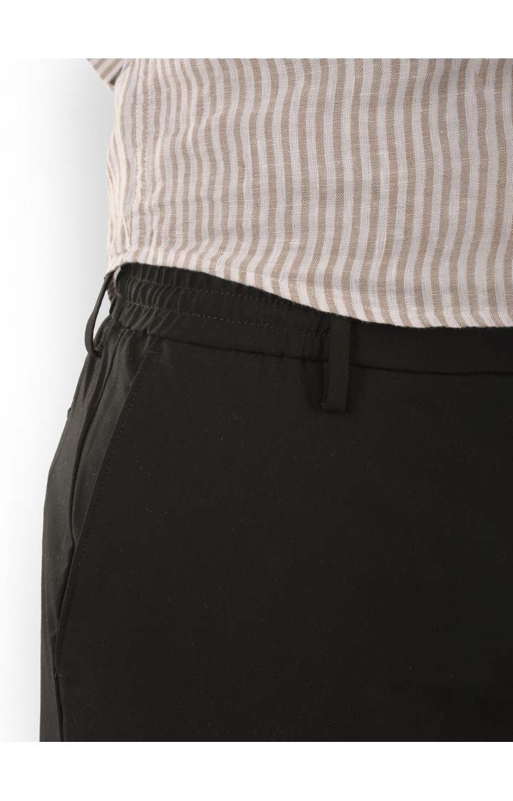 Celio Men Black Solid Regular Fit Polyester 24 H Trousers
