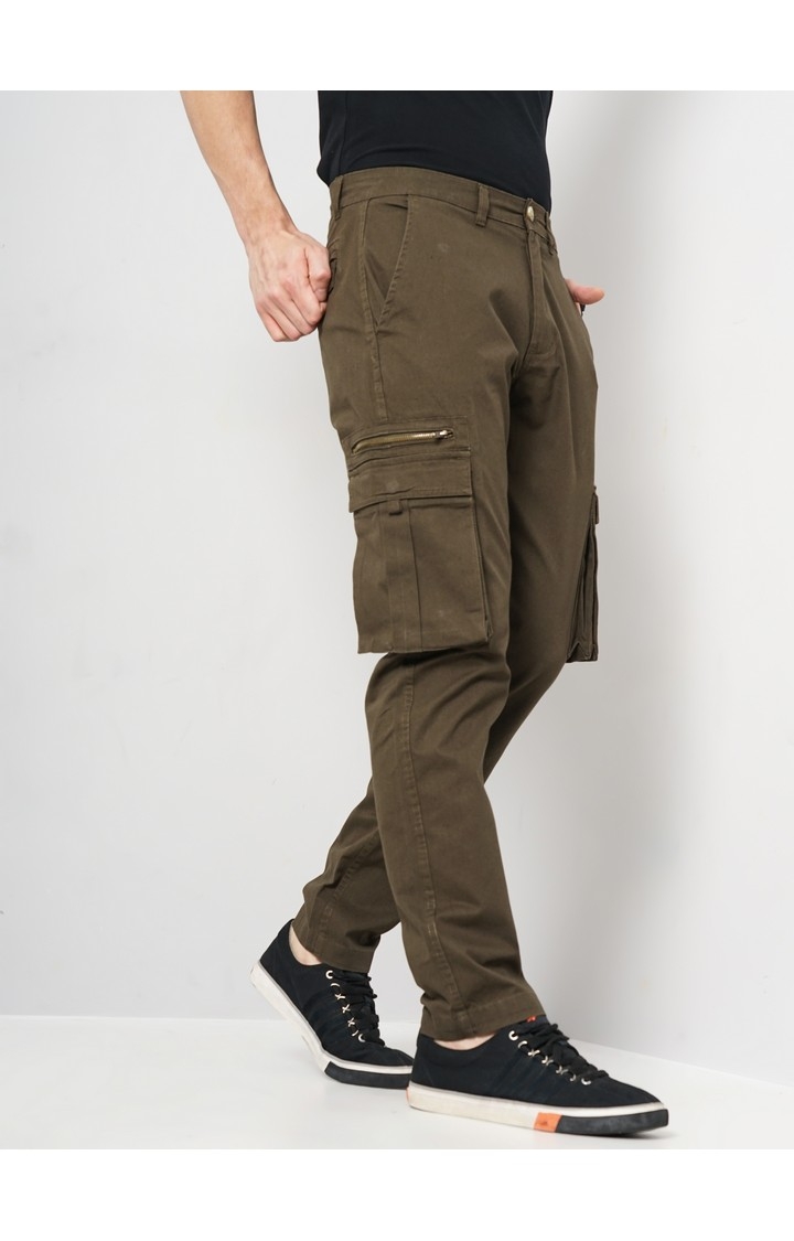 Celio Men Green Solid Straight Fit Cotton Jogger Casual Trousers