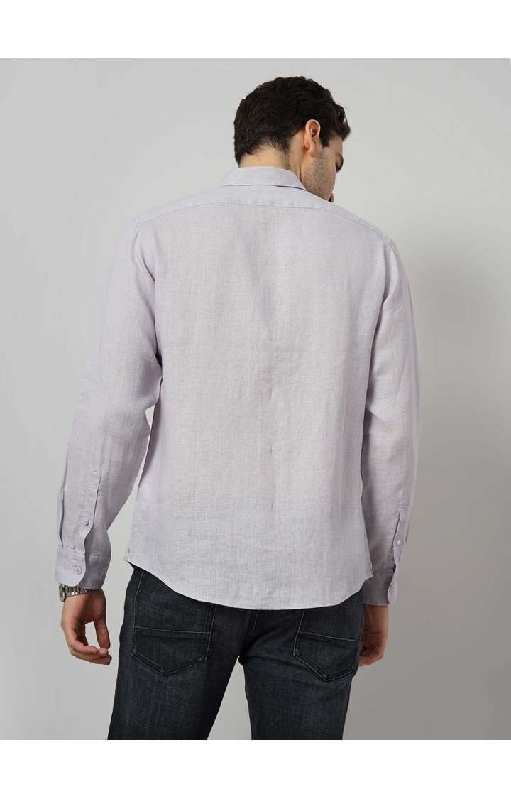 Celio Men Purple Solid Regular Fit Linen Casual Shirt