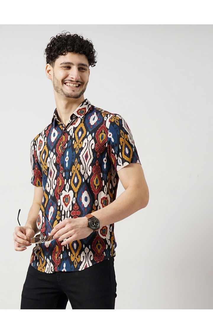 Celio Men's Geometric Multi Half Sleeve Shirt
