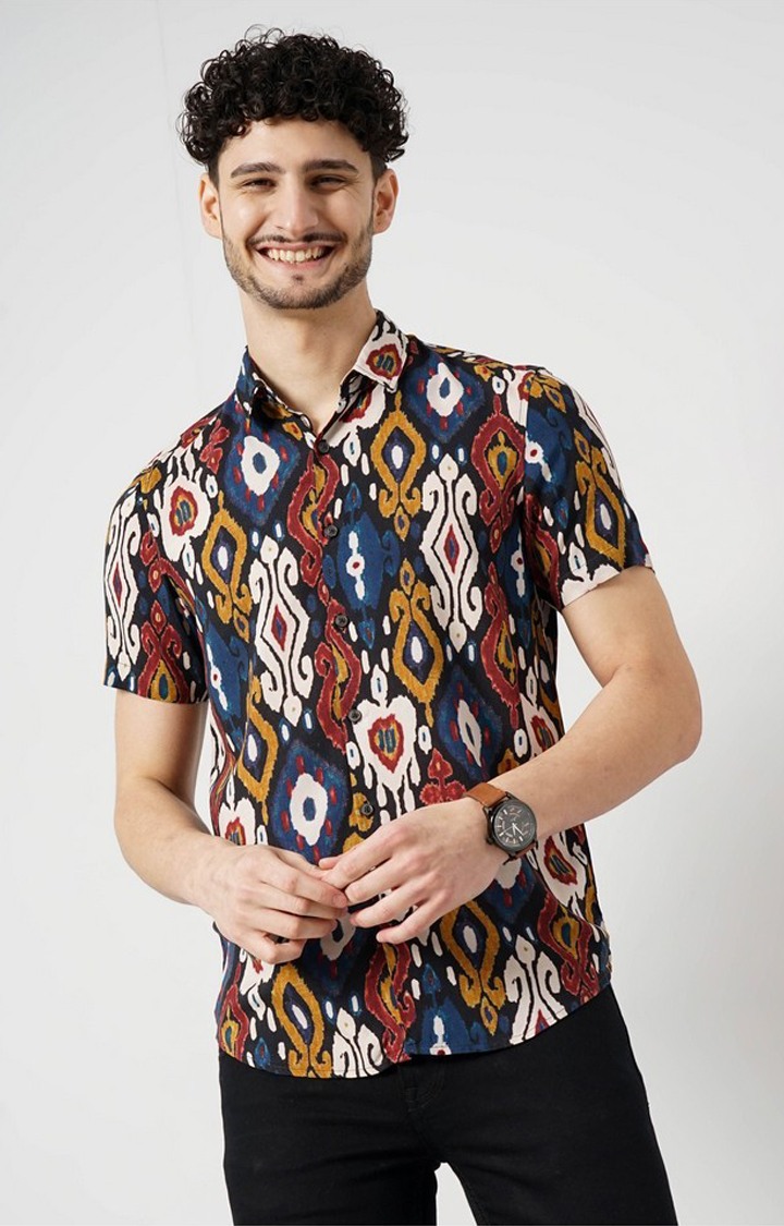Celio Men's Geometric Multi Half Sleeve Shirt