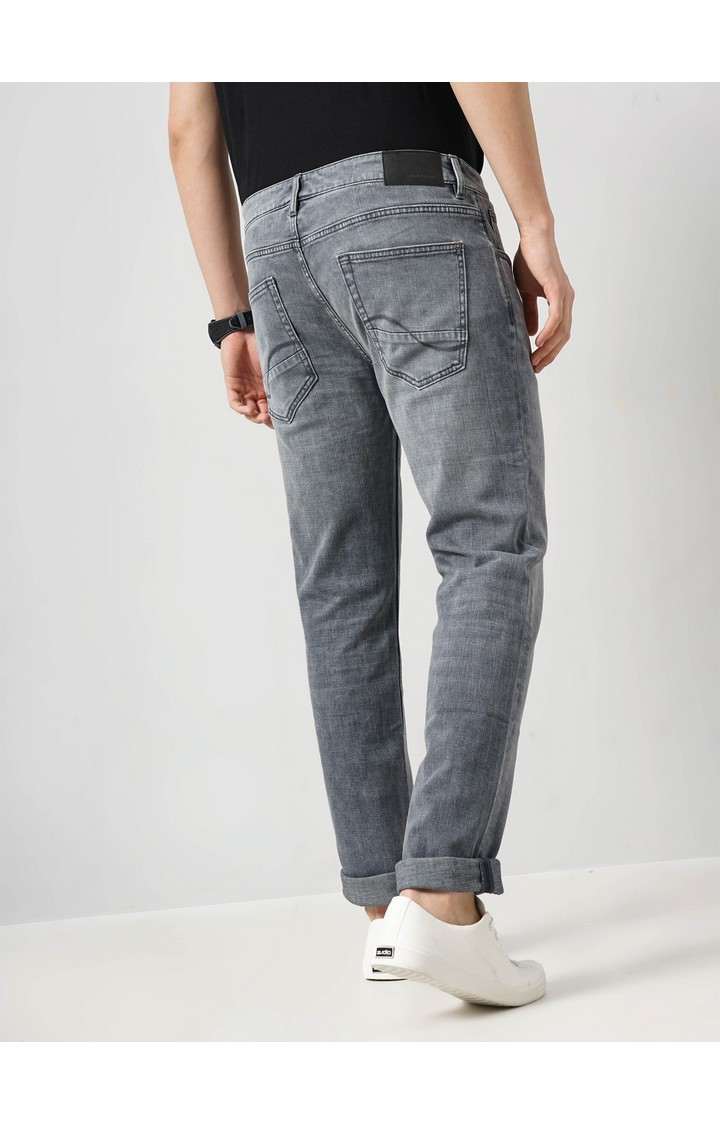 Celio Men Grey Solid Straight Fit Cotton Twill Denim Soft Touch Jeans