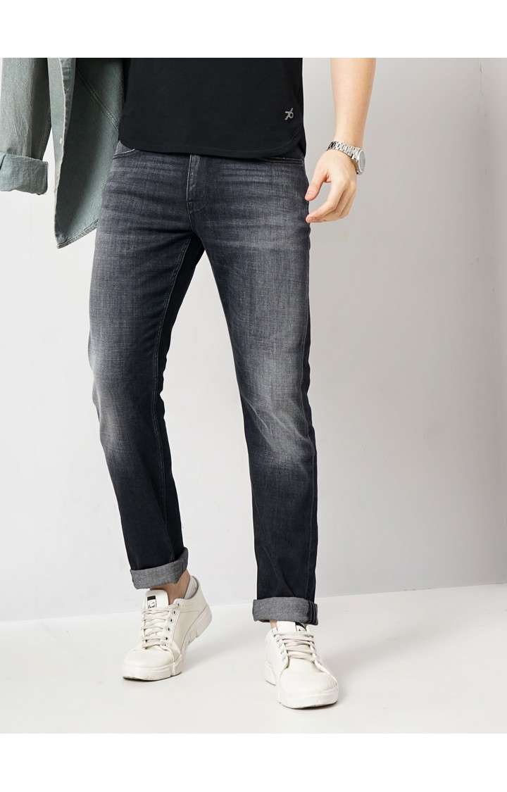 Celio Men Black Solid Straight Fit Cotton Twill Denim Soft Touch Jeans
