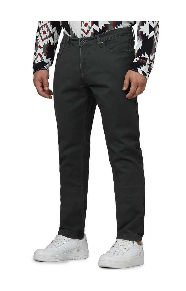 Celio Men Olive Solid Slim Fit Cotton Knit Denim Jeans