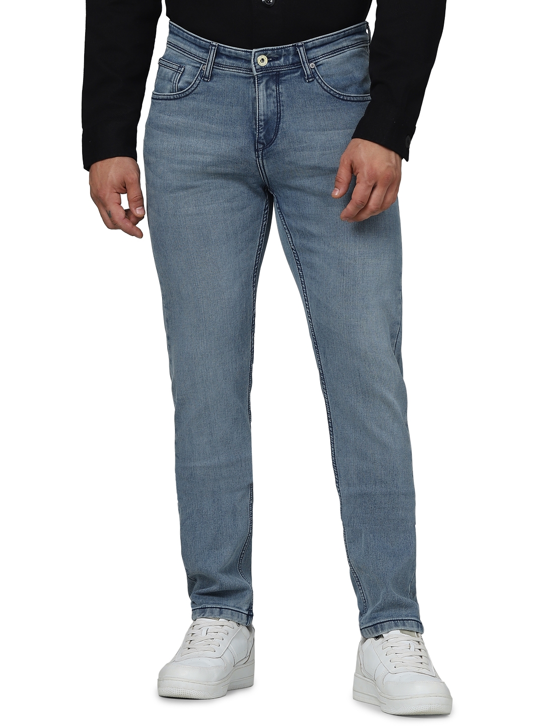 celio | Celio Men Blue Solid Slim Fit Cotton Knit Denim Jeans