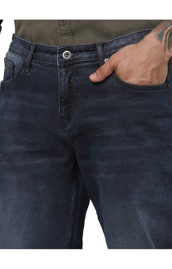 Celio Men Grey Solid Slim Fit Cotton Knit Denim Jeans