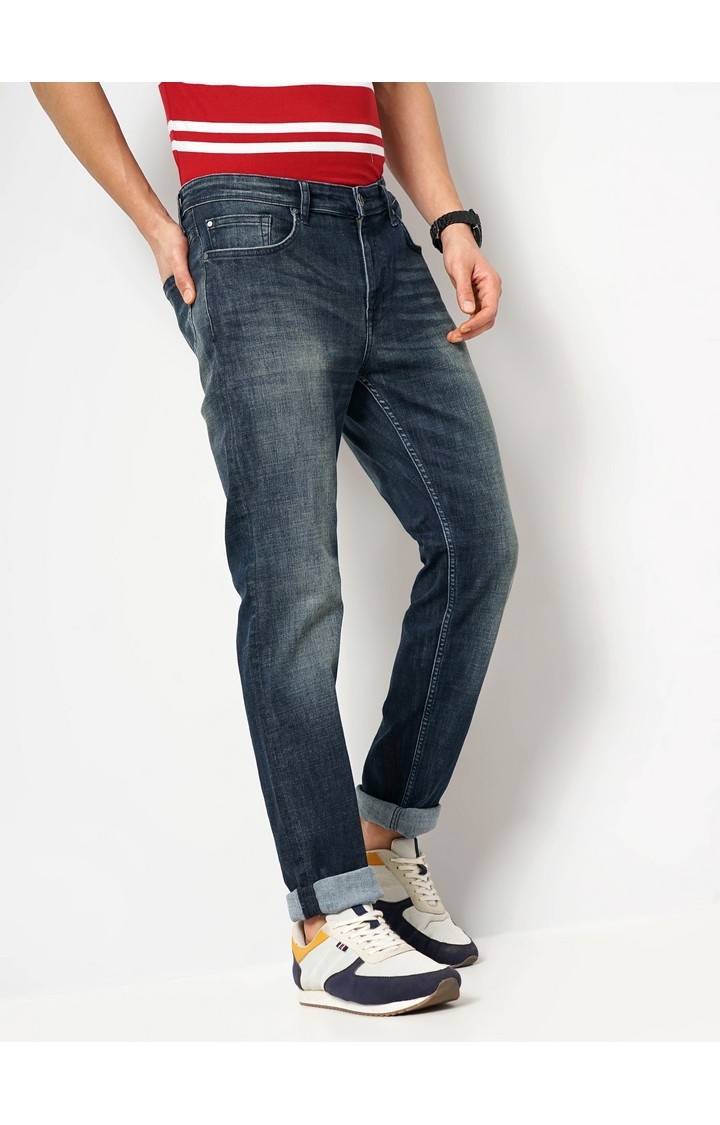 Celio Men Blue Solid Slim Fit Cotton Jeans