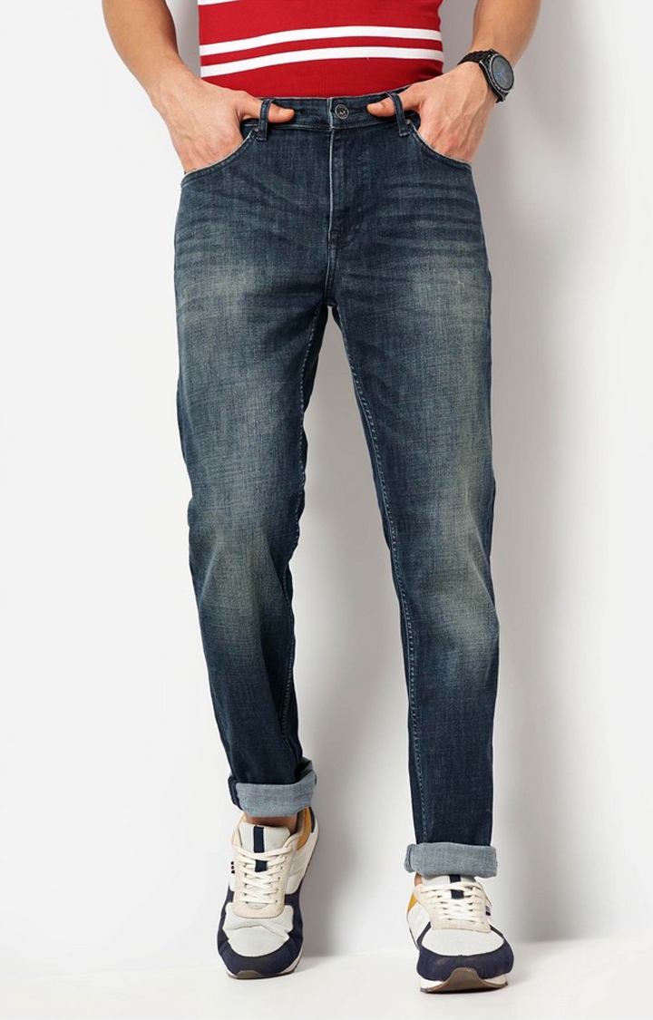 celio | Celio Men Blue Solid Slim Fit Cotton Jeans