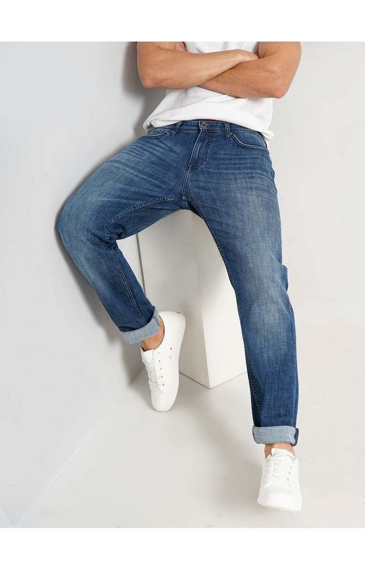 Celio Men Blue Solid Slim Fit Cotton Jeans