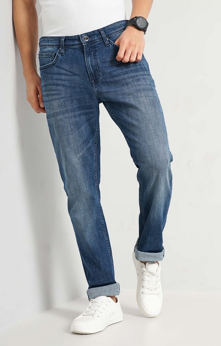 celio | Celio Men Blue Solid Slim Fit Cotton Jeans