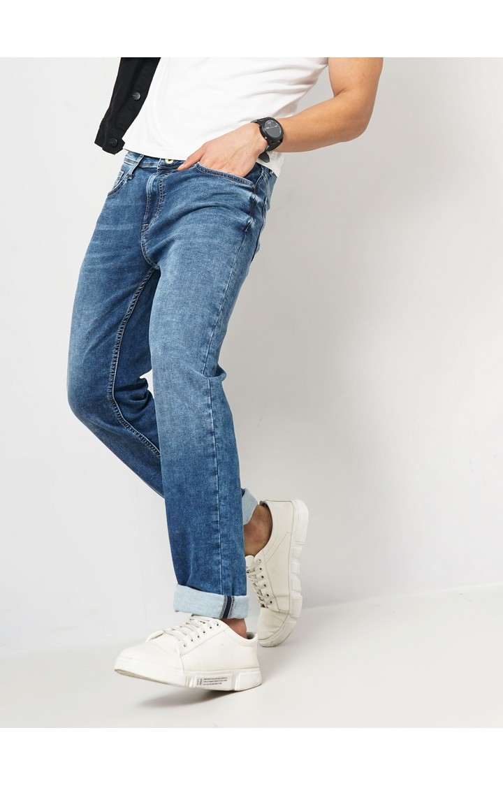 Celio Men Grey Solid Slim Fit Cotton Jeans