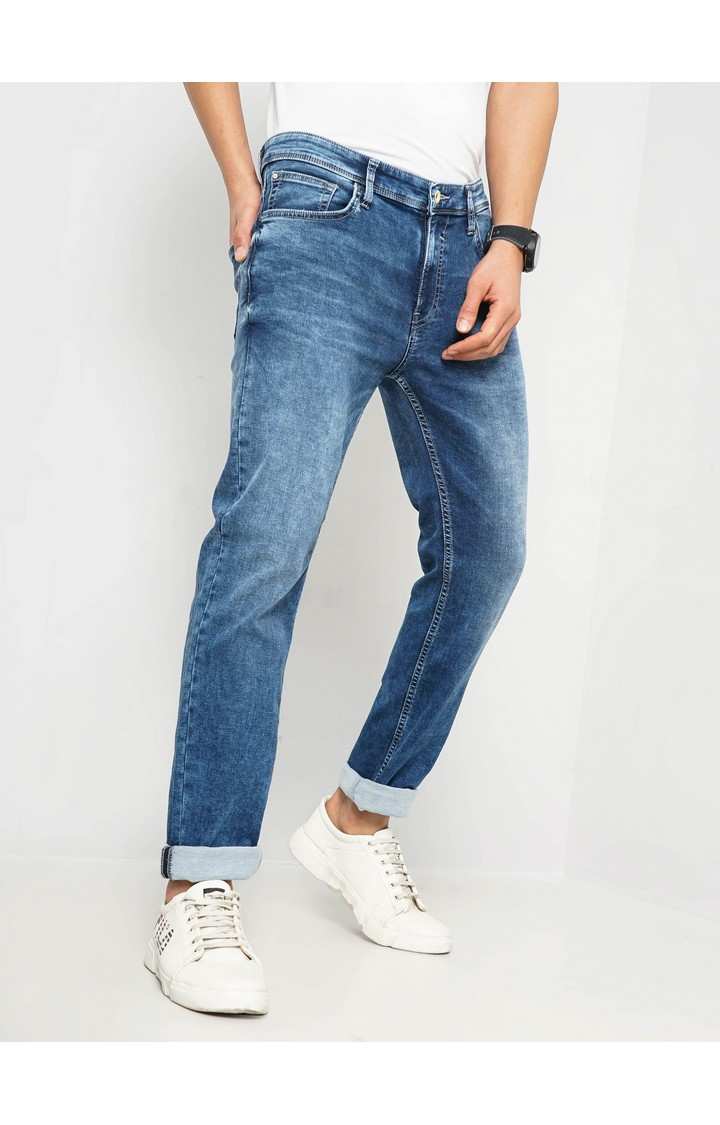 Celio Men Grey Solid Slim Fit Cotton Jeans