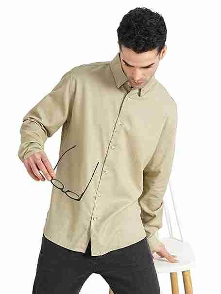 CELIO MENS CASUAL SHIRT F/S FATEXTURE GREEN