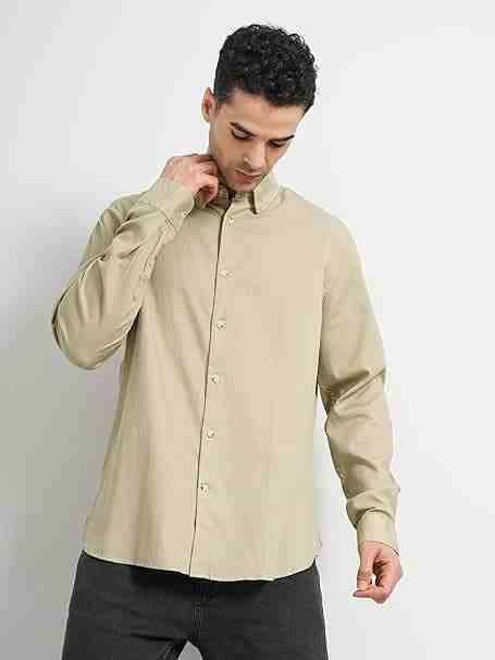 CELIO MENS CASUAL SHIRT F/S FATEXTURE GREEN