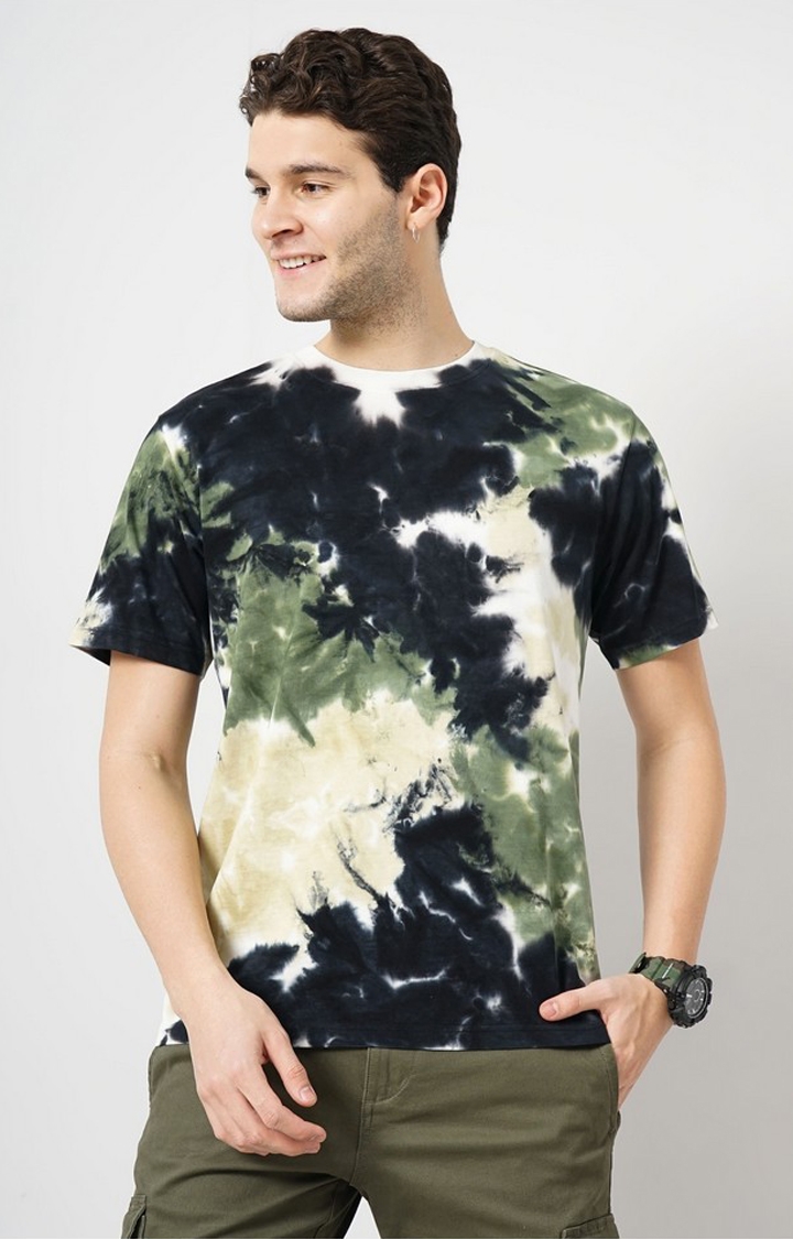 celio | Celio Men Olive Dyed Regular Fit Fashion Cotton Jersey Tshirt