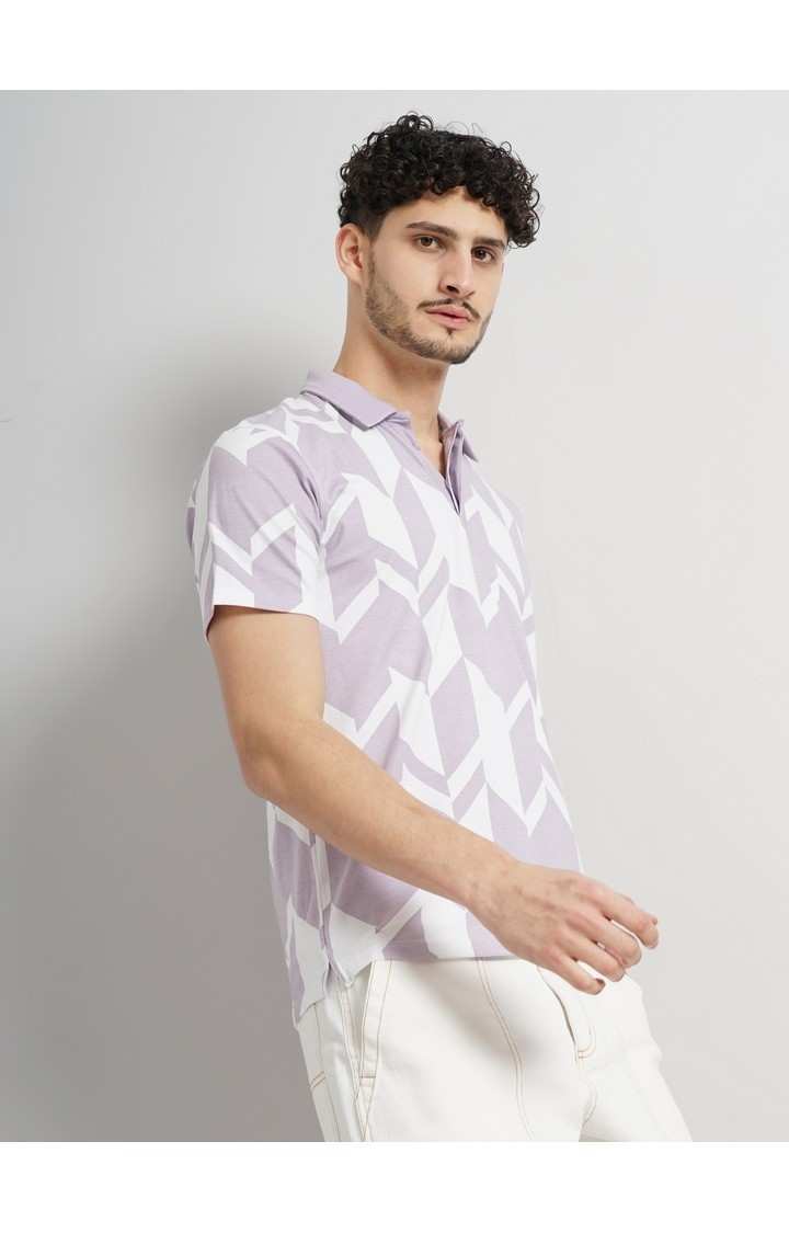 Celio Men Purple Printed Regular Fit All Over Print Cotton Jersey Tshirt