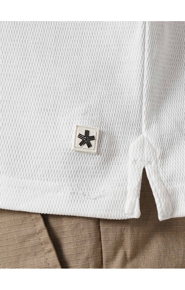 Celio Men White Solid Regular Fit Cotton Fashion Polo Tshirts