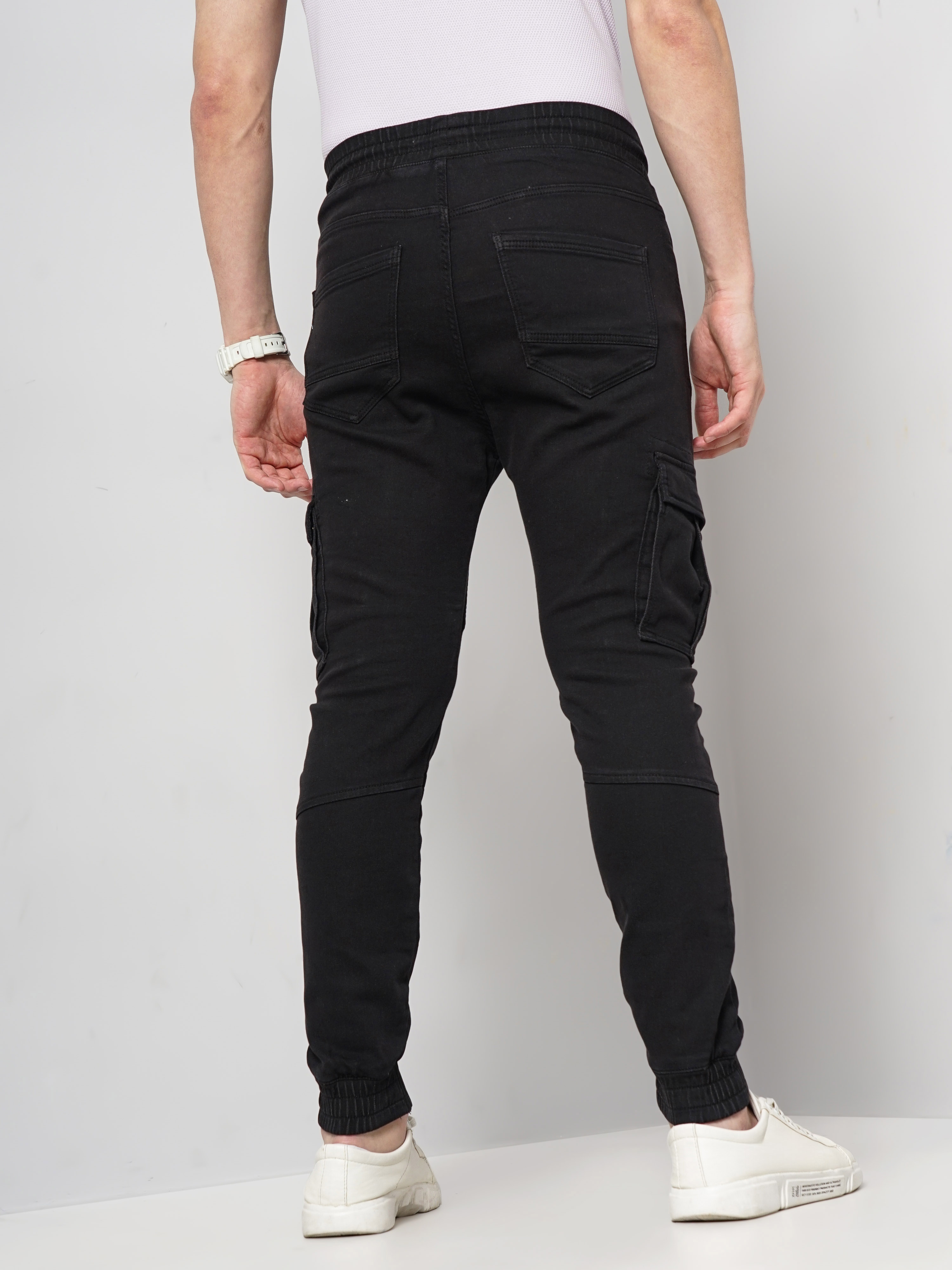 celio | Celio Men Black Solid Loose Fit Cotton Cargo Casual Trouser 1